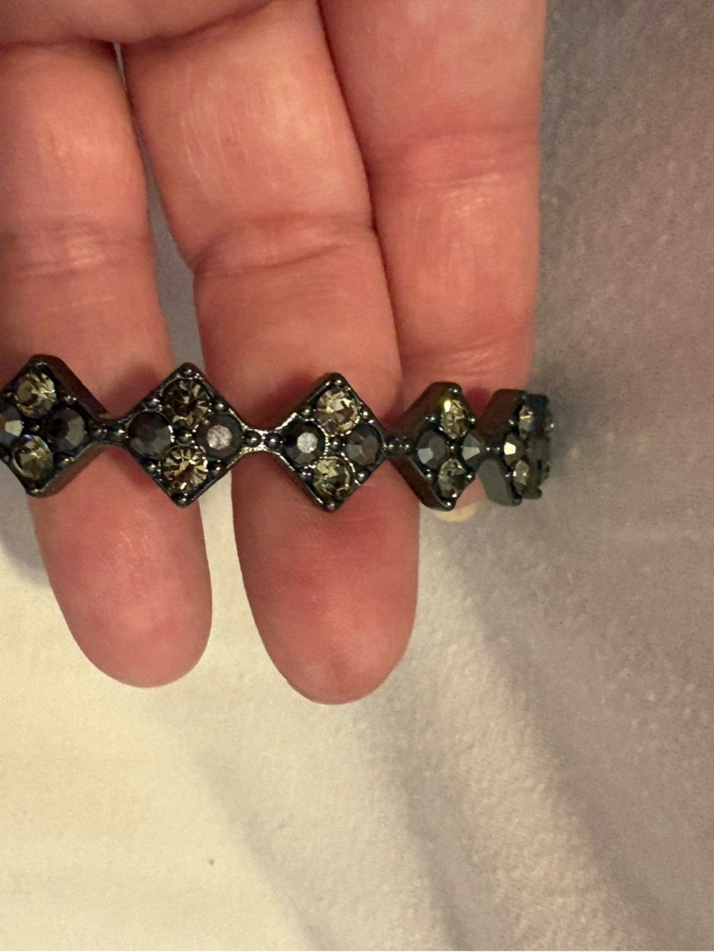 Plunder Gunmetal Zigzag Bracelet with Olive Crystals